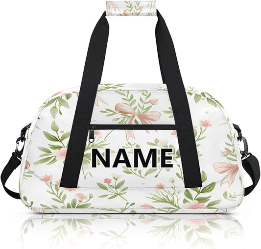 Spring Mini Gym Bag 18 inch for Women Men Waterproof Custom Floral Flowers Travel Duffel Bag Carry On Overnight Tote Nurse Bag for Work Fitness Hiking