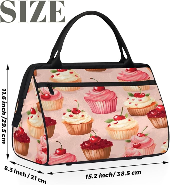 Cake Overnight Weekender Bag for Women Men Travel Duffel Bags Waterproof Luggage Carry on Sports Yoga Gym Bag