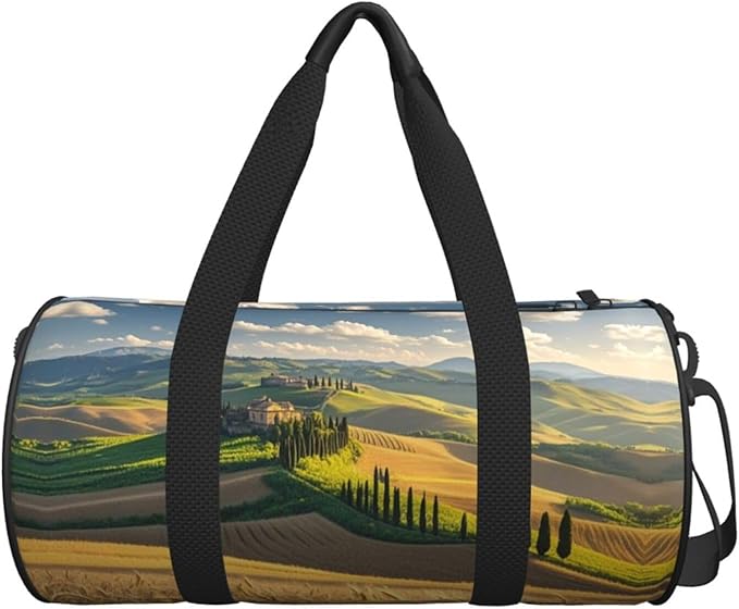 Italy Tuscan Travel Duffel Bag Sports Gym Bag, Lightweight Overnight Weekender Bag With Shoes Compartment Yoga Gym Sports Bag For Men Women