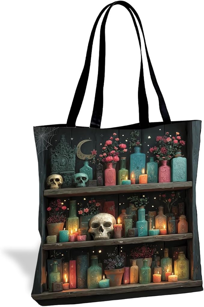 Canvas Tote Bag for Women, Vintage Print Handbag, Aesthetic Shopping Bag for Work Travel Beach, Everyday Shoulder Tote