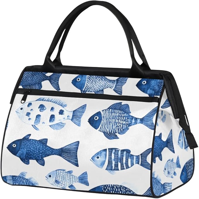 Fish Overnight Weekender Bag for Women Men Travel Duffel Bags Waterproof Luggage Carry on Sports Yoga Gym Bag