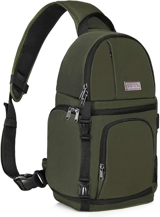 MOSISO Camera Sling Bag, DSLR/SLR/Mirrorless Camera Backpack Case Shockproof Photography Backpack with Tripod Holder & Removable Modular Inserts Compatible with Canon/Nikon/Sony/Fuji, Army Green
