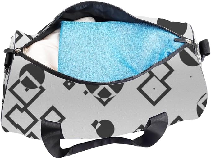 Geometric Shape Print Packable Foldable Duffle Bag For Travel Oxford Tote Bags Adjustable Shoulder Strap, Convertible Carry Backpack Personalized Duffle Bag For Tennis Yoga Gym Gifts Women