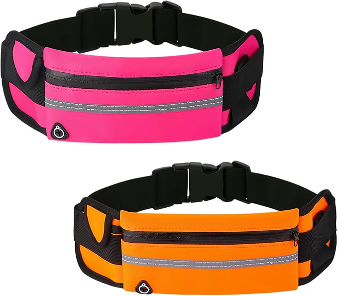 Anti-Theft Invisible Waist Bag, Anti-Theft Money Belt Multifunctional Outdoor Sports Waist Bag for Sports, Travel & Daily Use (Rose Red+Orange)