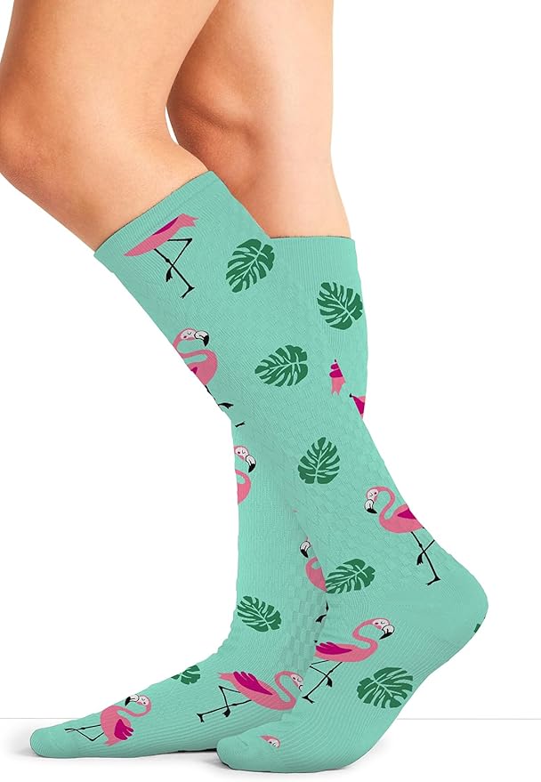 Cherokee Women's 10-15mmHg Compression Socks – Fun Print Knee Highs with Light Support, Soft Feel - PRINTSUPPORT
