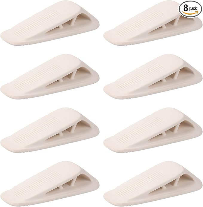 Fursafe&Q Rubber Door Stoppers for Bottom of Door, Door Stop Wedge with Holder, Heavy Duty Doorstops 8 Pack, Wall Protector for Home & Office & School & Commercial Doorstop Keep Open Stack White