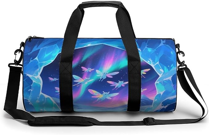 Sports Gym Bag for Women Men Travel Duffel Bag Tote Weekender Bag Aurora Elf Carry on Overnight Bag for Travel Swimming Fitness Workout Sports Duffle Bag