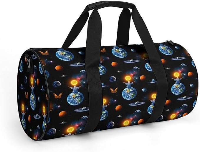 Lightweight Sports Travel Bag African Magic Space Earth Power Woman Abstract Painting Beach Swim Bags Men Women Duffle Bag Foldable Overnight Bags
