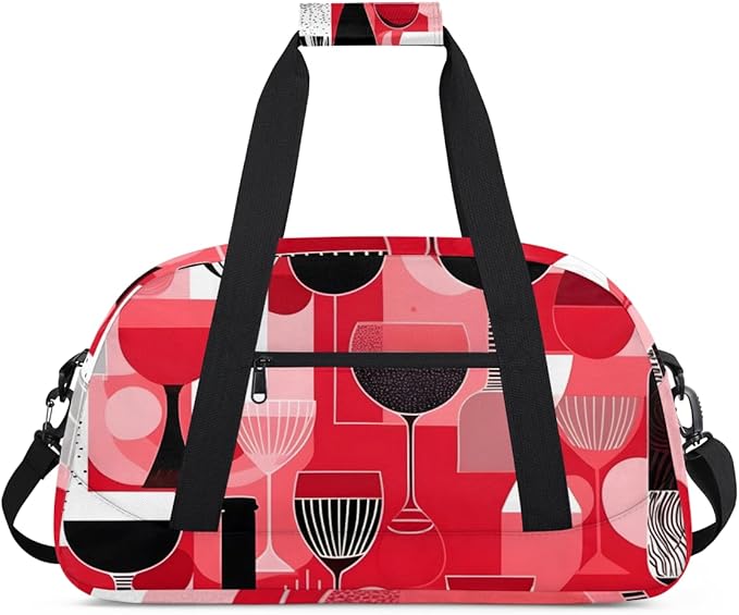 Abstract Red Wine Glass Kids-Duffel-Bags Gymnastics Dance Bag Carry-On Overnight Travel Gym Lightweight Dance Sports Bags For Girls Boys Kids，