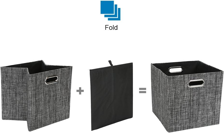 Posprica Collapsible Storage Cubes,11×11 Heavy Duty Fabric Stroage Basket Bins, 4pcs,Black
