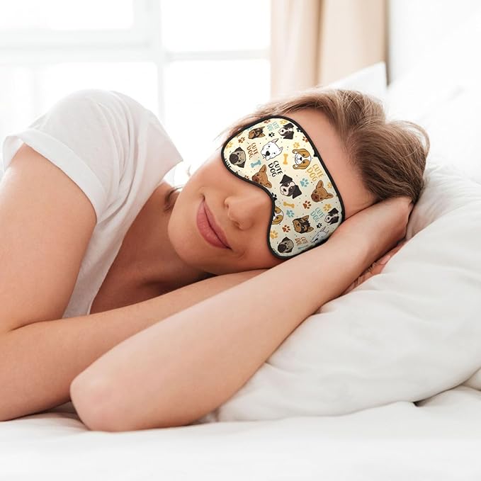 Cute Dog Sleep Mask Breathable Soft Eye Mask for Sleep for Women Men Lightweight Eye Cover for Travel, Night Work, Nap, Office