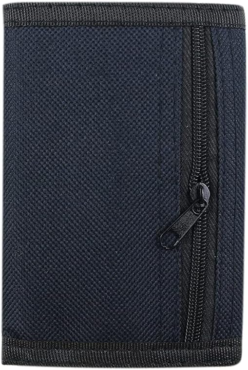 NEICY RFID Blocking Canvas Wallet for Men and Women - Camo Trifold Outdoor Sports Wallets with Magic Sticker for Teen Kids (Black)