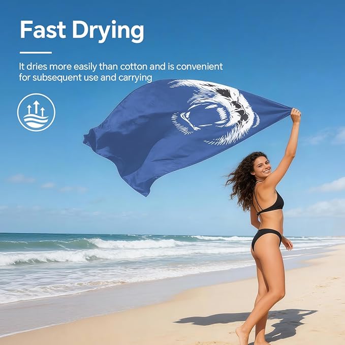 Microfiber Beach Towel, Ultra-Thin & Lightweight, Quick Dry, Sand Free,Compact Travel Towel for Sand, Pool, Swim, Yoga- Includes Carry Bag for Adults Women Men (Blue, 71"×35")