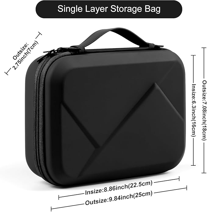 EVA Electronic Accessories Storage Case Large Shockproof Waterproof Storage Bag for Electronics Organizer Portable Cable Storage Bag for Travel or Work (Black, Single Layer)