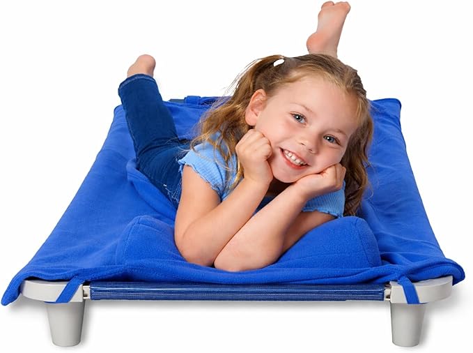 ROLLEE POLLEE Nap Sac Roll Up Napping Blanket with Attached Pillow for Preschool/Daycare, Super Soft with Elastic Straps, Fits Most Mats and Cots
