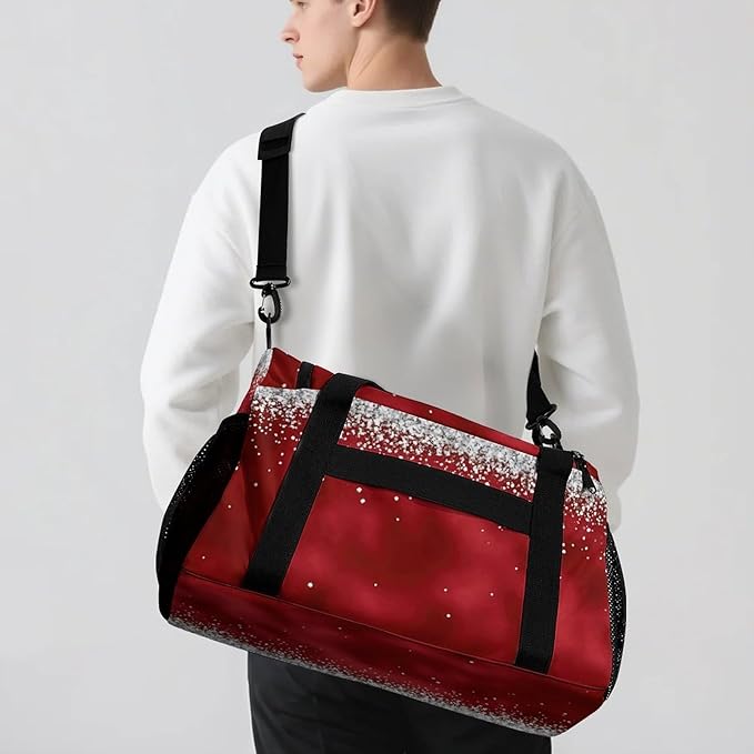 Red Bling Print Personalized Travel Bag with Name for Women Men Custom Duffel Bag Weekender Bags Sports Tote Gym Bags