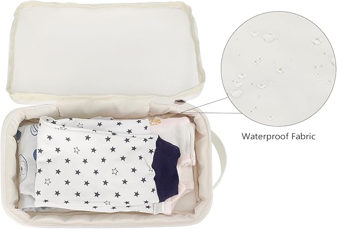 MOMIGO Baby Diaper Bag Organizer Pouches - 2 Pack Waterproof Pod Hanging Diaper Bag Mesh Bag Reusable, Washable or Baby Cloth Diapers (White)
