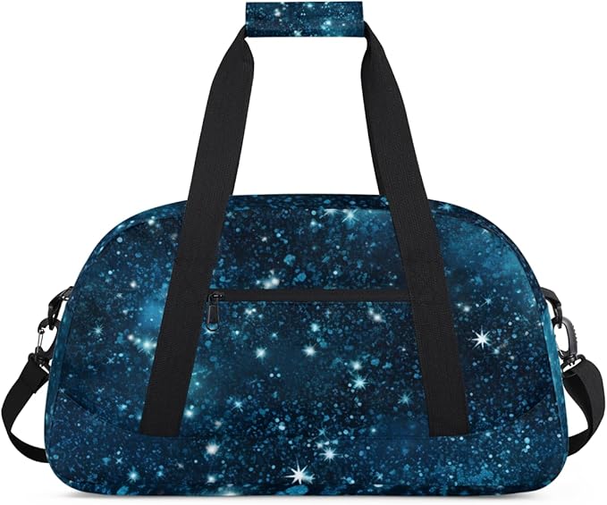 Magical Starry Night Gym Travel Duffle Bag for Women & Men with Front Zipper Pocket for Sports, Overnight, Weekender, Carry On,Workout & Dance Bag,Galaxy Stars,18.9 * 8.7 * 10.6 in