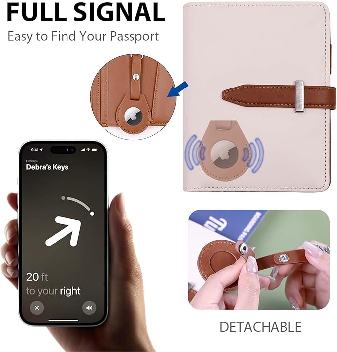Deziliao Passport Holder for Men and Women, Cute Passport Wallets, Mulit-Purpose RFID Blocking Passport Holder Wallet, Travel Wallet Passport Cover Case（Cream White）