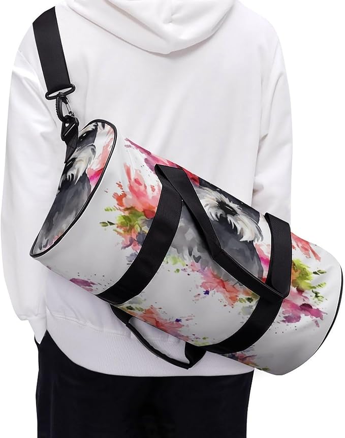 Sports Gym Bag for Women Men Travel Duffel Bag Tote Weekender Bag Schnauzer Carry on Overnight Bag for Travel Swimming Fitness Workout Sports Duffle Bag
