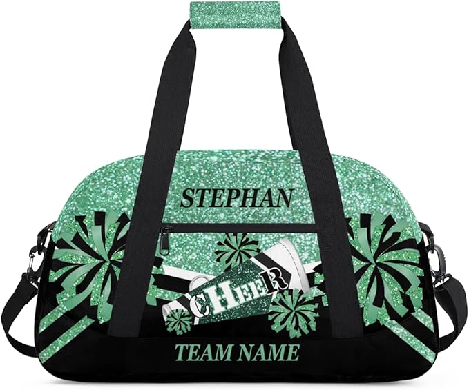 Cheer-Bag Customized Cheer-Gifts with Name Cheerleading Bag for Girls Gym-Duffel-Bag Green Glitter Print