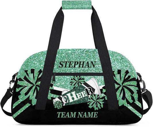 Cheer-Bag Customized Cheer-Gifts with Name Cheerleading Bag for Girls Gym-Duffel-Bag Green Glitter Print