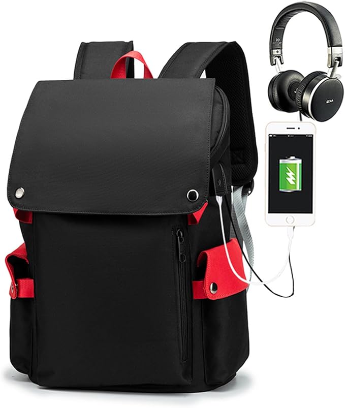 Anti Theft Travel Laptop Backpack with Usb Charging Port Water Resistant Extra Large (Red/Black,17in)