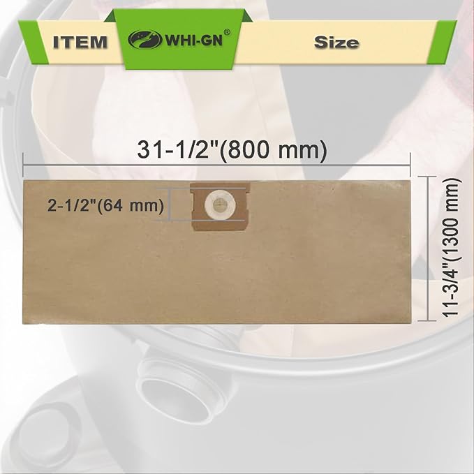 10 Pack 19-3100 Shop Vac Bags for Stanley 5-6 Gallon Wet/Dry Vacuums, Also fit Porter-Cable 5 Gal Vacs + 2 Pack 19-1500 Reusable Blue Cloth Filters(10+2) Kit