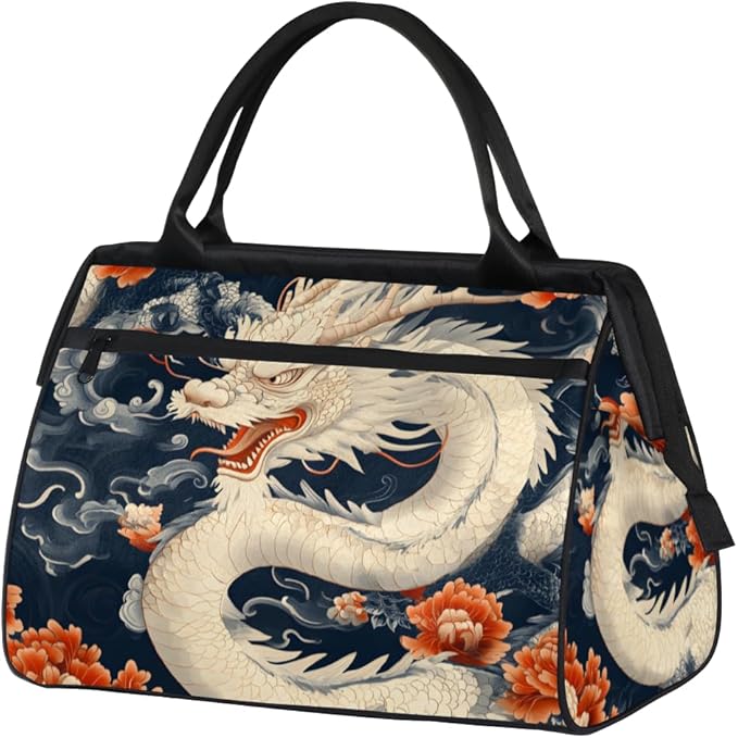 Asia Dragon Overnight Weekender Bag for Women Men Travel Duffel Bags Waterproof Luggage Carry on Sports Yoga Gym Bag
