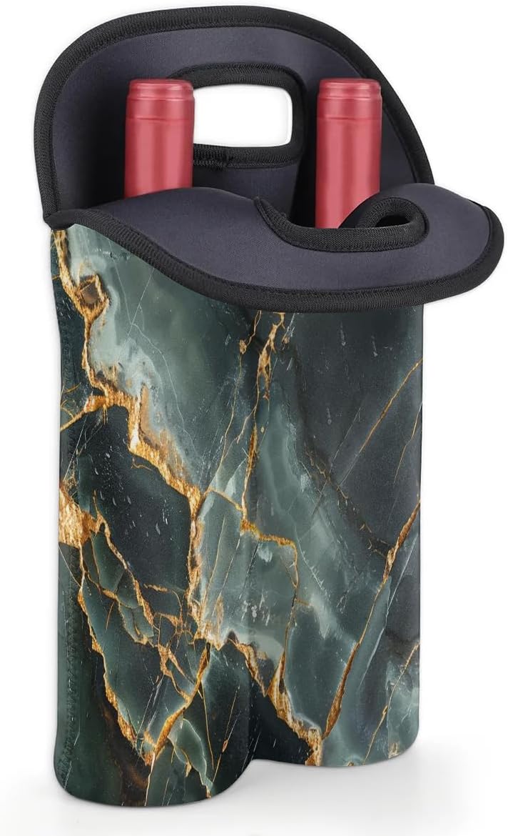 Wine Carrier Tote Personalized Bag for 2 Bottles - Neoprene Wine Bottle Holder with Carry Handle, Wine Protective Bag Insulated Bag Beer Cans Water Bottle Holder for Travel Picnic,Style19