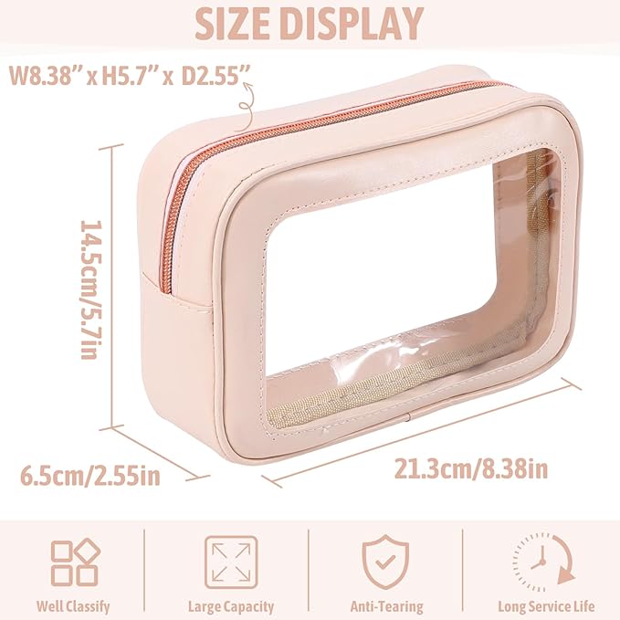 6PCS Clear Toiletry Bag,TSA Approved Travel Pouch with Zipper for Cosmetics and Toiletries，Diaper Bag Organizer Pouch Set, Purse Organizer and Clear Car Bag for Women and Kids