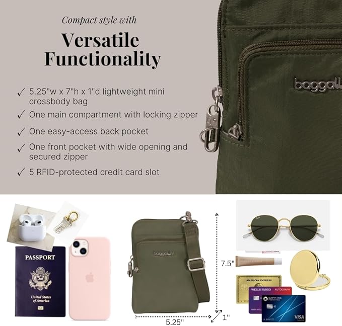 Baggallini Women's Securtex Anti-theft Activity Crossbody Bag