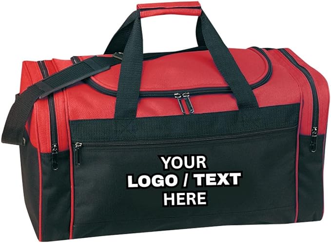 Custom Logo/Text Duffel Bag - Gym Travel Bag – Small & Large Sizes – Sports, Overnight, Team Bag with Shoulder Strap