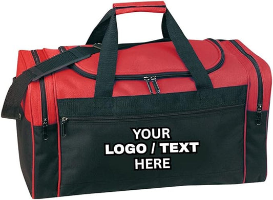 Custom Logo/Text Duffel Bag - Gym Travel Bag – Small & Large Sizes – Sports, Overnight, Team Bag with Shoulder Strap