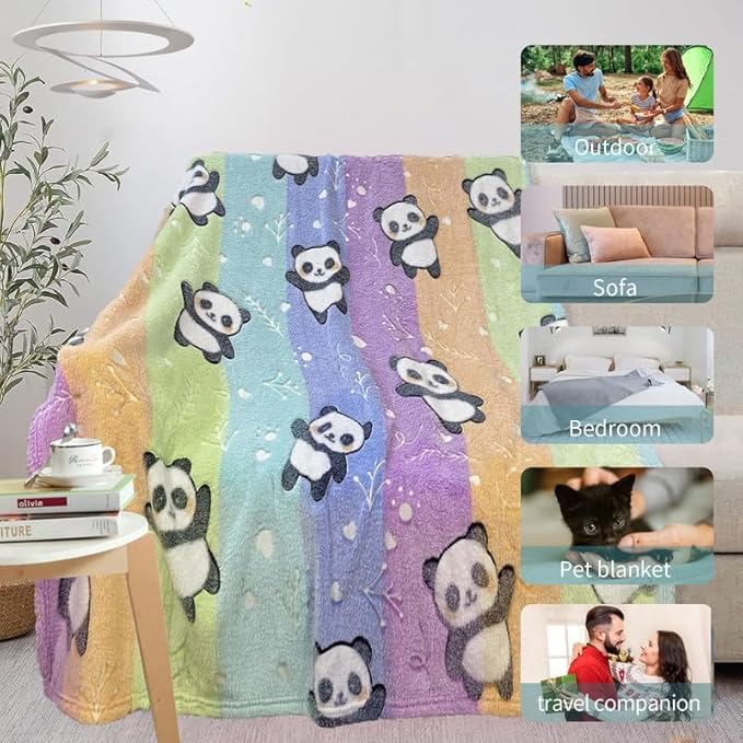 Panda Gifts for Kids: Soft Fleece Blankets & Throws, Personalized, 50"x60", Birthday Gifts for Girls & Boys