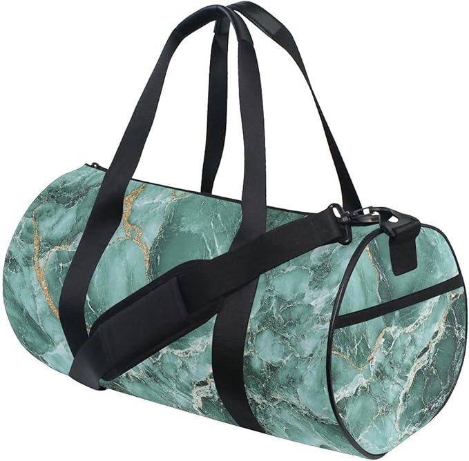 Green Gold Irregular Marble Texture Large Capacity Travel Bag Gym Workout Bag