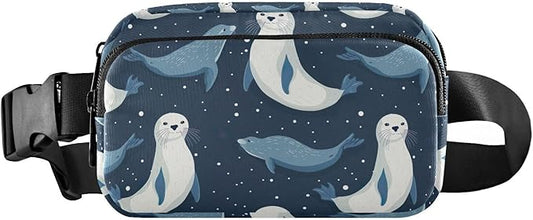 Ocean Sea Seal Fanny Pack for Women Men Water Resistant Fashion Waist Packs with Adjustable Strap Belt Bag for Travel Workout Jogging Hiking 21219979