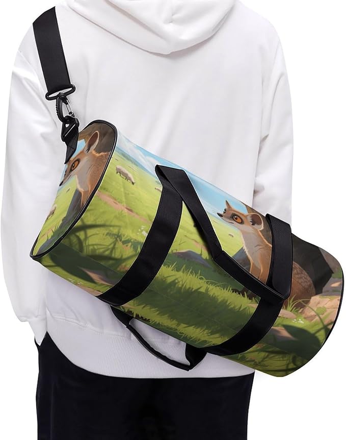 Sports Gym Bag for Women Men Travel Duffel Bag Tote Weekender Bag Meerkats Next to The Caves Carry on Overnight Bag for Travel Swimming Fitness Workout Sports Duffle Bag