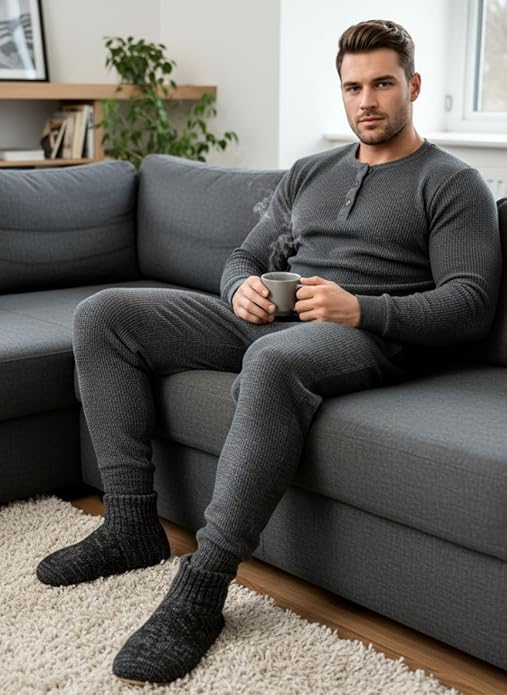 Cozylook Men's Slipper Socks with Grips, Fuzzy Indoor Slippers for Men, Soft Warm Winter Socks with Non-slip Soles