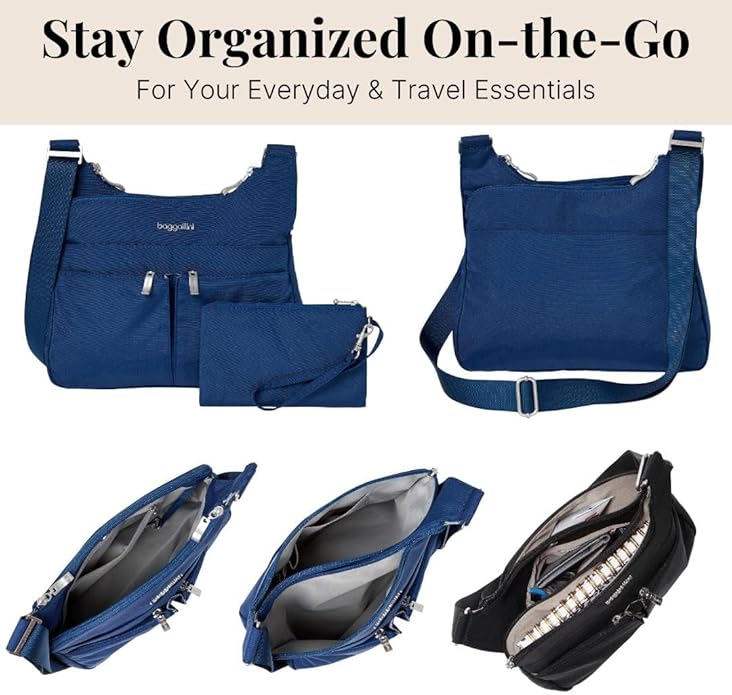 Baggallini Crossbody Travel Bag 11x8.5 Lightweight Water-resistant Nylon Handbag