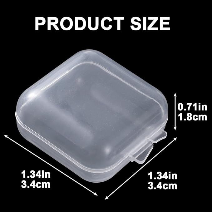 BEIQIYA 6pcs Clear Plastic Ear Plug Cases, 1.8cm Thicken Mini Jewelry Storage Cases, Small Portable Square Bead Storage Box Organizer for Earplugs Necklaces Handicrafts