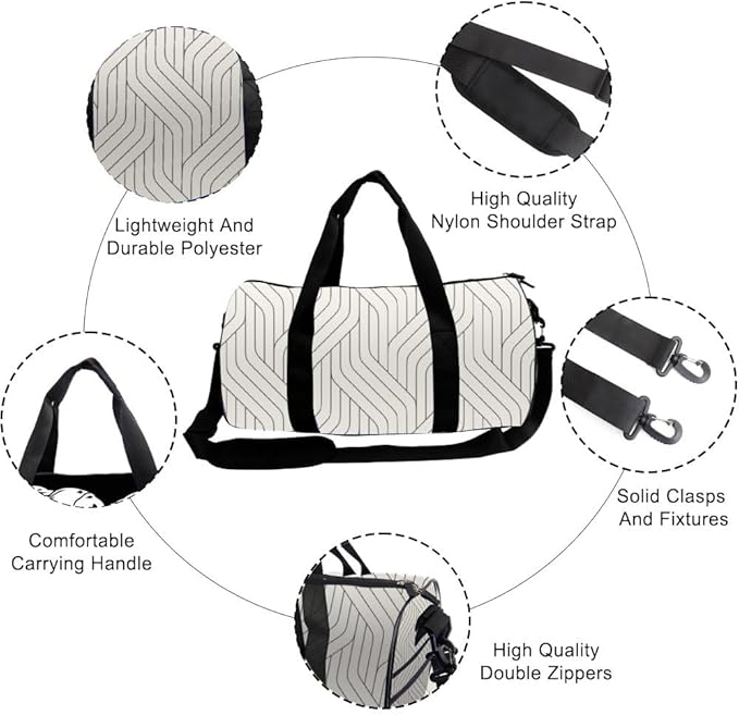 Minimalist Geometric Design Foldable Gym Bags For Women Oxford Tote Bags Adjustable Shoulder Strap, Convertible Carry Backpack Gym Bag Cute For Sport Overnight Backpack Men