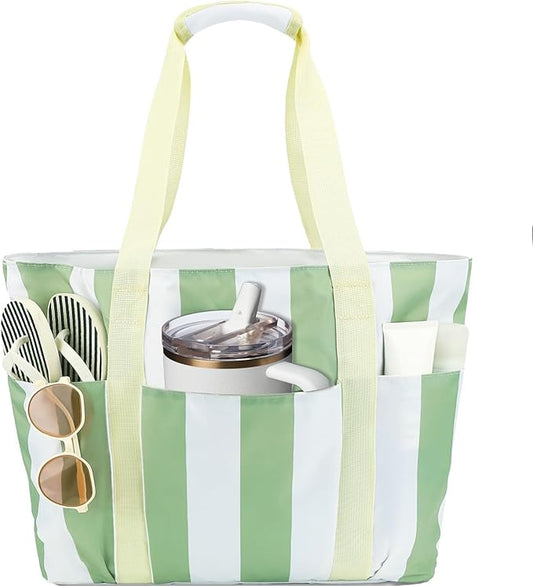 Fammart Waterproof Beach Bag for Women with Wet Pocket, Beach Tote Compatible with Stanley Cup for Pool Travel Cruise