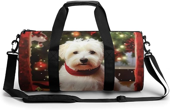 Sports Gym Bag for Women Men Travel Duffel Bag Tote Weekender Bag Christmas Dog Carry on Overnight Bag for Travel Swimming Fitness Workout Sports Duffle Bag