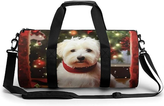Sports Gym Bag for Women Men Travel Duffel Bag Tote Weekender Bag Christmas Dog Carry on Overnight Bag for Travel Swimming Fitness Workout Sports Duffle Bag
