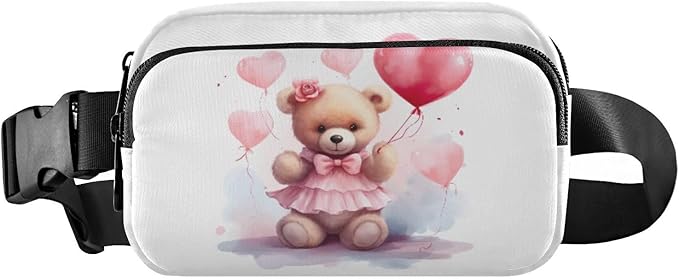Valentines Teddy Bear Fanny Pack for Women Men Water Resistant Fashion Waist Packs with Adjustable Strap Belt Bag for Travel Workout Jogging Hiking 21217975