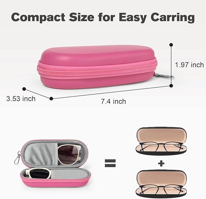 Double Eyeglasses Case, Dual Glasses Sunglasses Organizer with Zipper Closure, Eyewear Storage Box for Men Women Travel