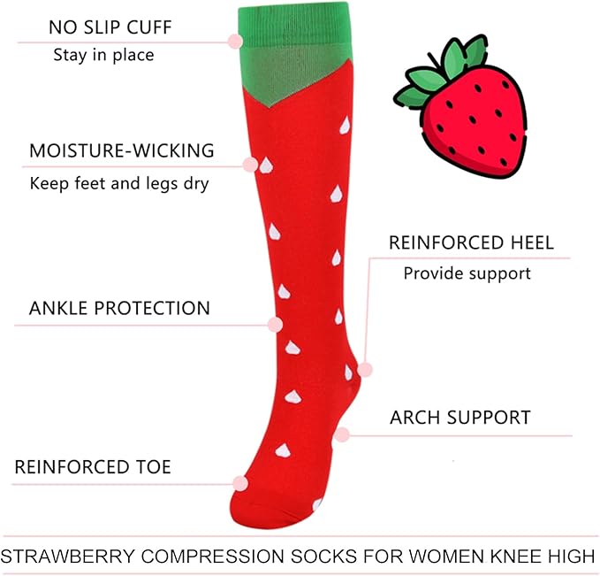 Junely Compression Socks for Women Knee High Socks for Running Nurses Pregnant Women Work Support Travel Flight Sports