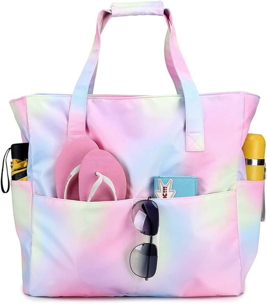 Bluboon Beach Bags for Women, Large Waterproof Tote Bag With Wet Compartment for Pool Weekender Travel Gym