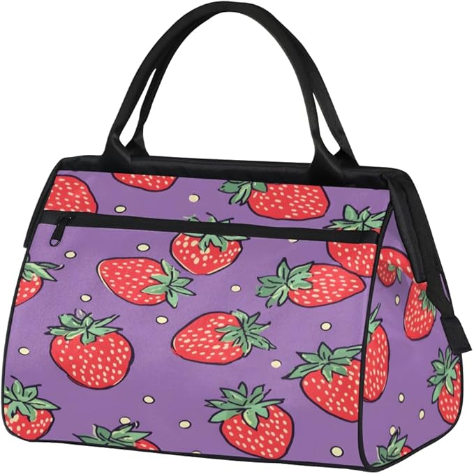 Summer Strawberries Overnight Weekender Bag for Women Men Travel Duffel Bags Waterproof Luggage Carry on Sports Yoga Gym Bag
